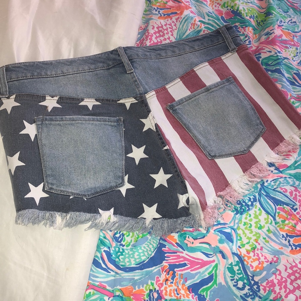 American Flag Jean Shorts